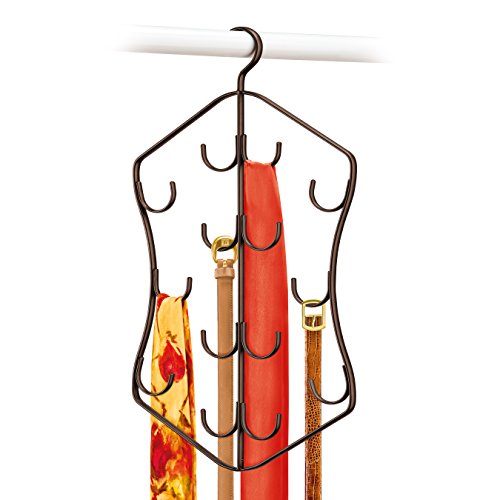 Lynk 144111 Hanging, Scarf, and Accessory Organizer-14 Hook Closet Organizer Rack for Scarves, Belts, and Jewelry, Bronze