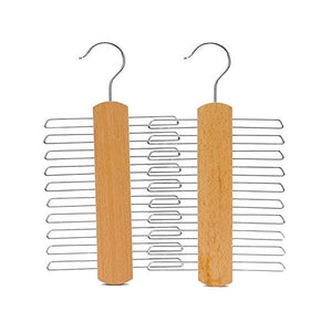 Techecho Wooden 20 Bar Tie Rack Hanger - Scarf, Belt, Accessory Organiser-2 Sticks Scarf, Belt, Accessory Organiser