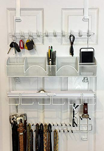 Longstem Men's Over the Door/Wall Belt Tie Valet Organizer - WHITE men's organizer - Patented - Rated Best!