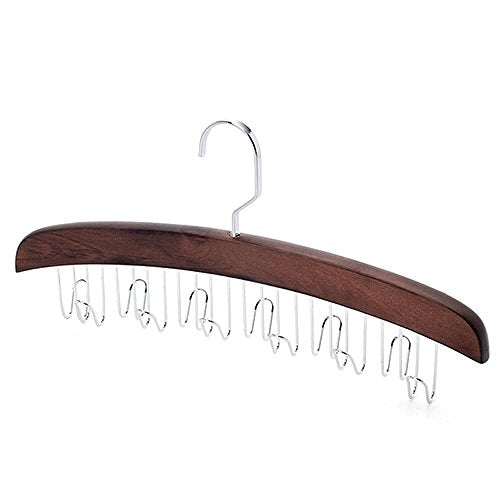 ZHANGJZJ home 12 Belt Wood Racks with Stainless Steel Hooks Scarves Ties Organizer Hanger B onesize