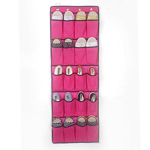 20 Pocket Over The Door Shoe Organizer Door Hanging Shoe Racks for Closets 1PC (Hot Pink)