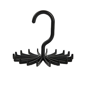 2 Pack 360 Degree Rotating Twirl Tie Rack Scarf Belt Hanger Holder Hook for Closet Organizer Storage (Black)