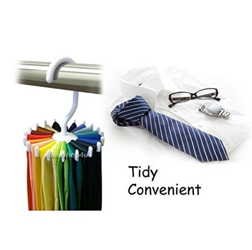 Men Rack Tie Hanger Rotating Adjustable Organizer Belt Scarf Holds 20 Items 2 Packs