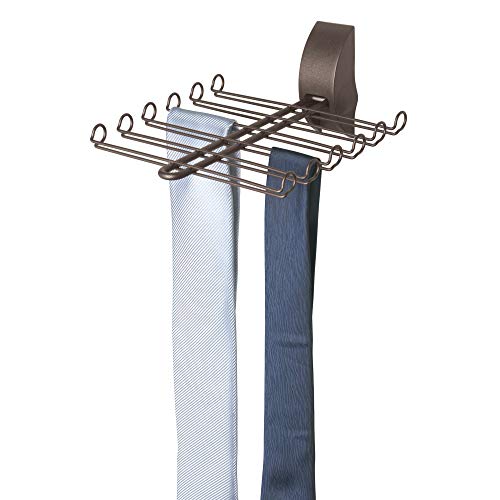 iDesign Classico Tie Rack, Belt, Scarf and Purse Holder- Collapsible - 12 Hooks, Bronze