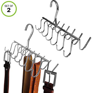 Evelots Tie, Belt, Scarf, Jewelry Rack-Hanger-Organizer-Chrome-28 Hooks-Set/2