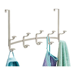 iDesign Spa Metal 5-Hook Over-the-Door or Wall Mount Rack for Coats, Hats, Scarves, Towels, Robes, Jackets, Purses, 17.25" x 5" x 10.75", Satin Silver