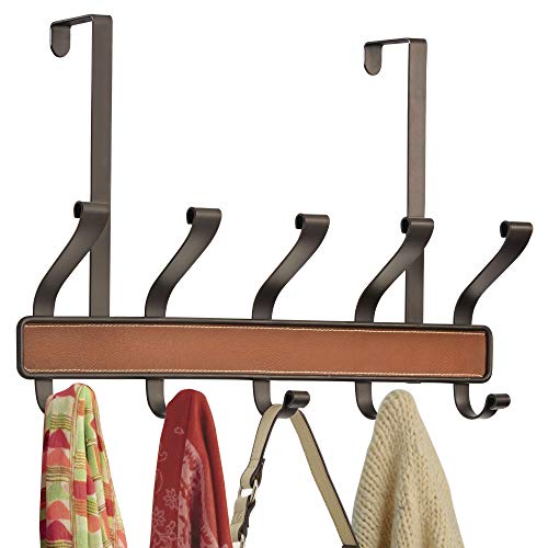 iDesign Laredo Metal 5-Hook Over-the-Door Rack for Coats, Hats, Scarves, Towels, Robes, Jackets, Purses, 18