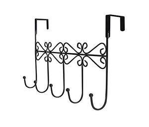 Dingang Over the Door Hanger Rack - Decorative Hanger Holder for Home Office Use 5 Hooks Black