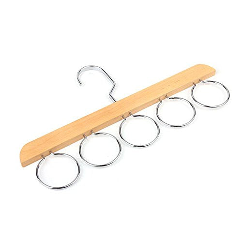 ZHANGJZJ home Wood Closet Organizer Rack with Chrome Hanger for Silk Scarf Ties and Belt A onesize