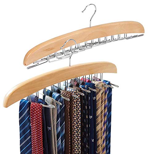 EZOWare [2-Pack Tie Belt Hangers, Adjustable 24 Clip Racks Holder Hook Hanger for Closet Organizer Storage - Beige