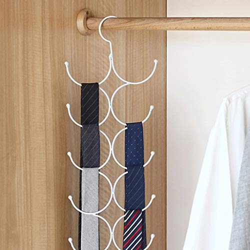 Zcx Multifunctional Hanging Scarf Shelf Household Storage Tie Silk Scarf Rack Belt Stockings Hanging Ring Ring Ring Hanger 10 Ring Large Capacity (Color : White)