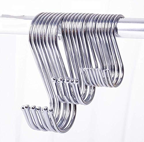 Astra Gourmet 18 Pcs Round S Shaped Hooks S Hanging Hooks Hangers in Polished Stainless Steel Metal for Kitchen, Bedroom and Office
