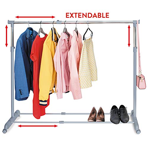 Tatkraft Party Telescopic Clothes Rail Extendable Rack Chrome Plated Steel 37-59