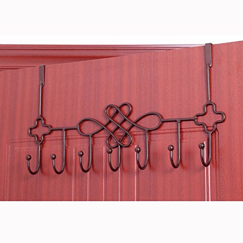 BJLWT Hanging Clothes Hook Over The Door, Coat Hat Belt Towel Organizer Rack - Home Or Office Fashion Coat Rack, 7 Hooks (Color : Bronze)