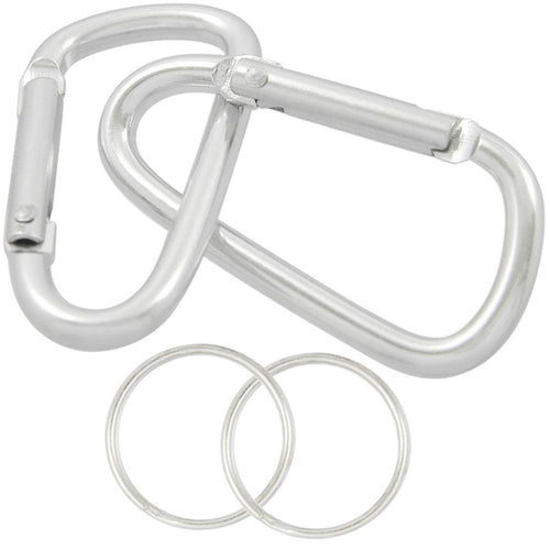 QY 10PCS Silver 1.91 Inch Long Spring Snap Hook Rings Aluminum Alloy Keychain Clip Buckle With Keyring D Shape