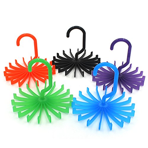 Z ZICOME Colorful Tie Rack for Closet Organizer Storage, 5 Pack, 5.5 x 5.5 x 5.9 Inch (Multi-Colored)