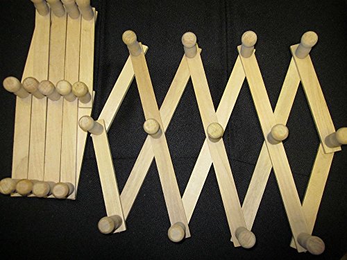 Wall Rack Wood Expandable Hat, Cap, Belt, Umbrella Scarves, Necklaces, Neckties w/ Pegs