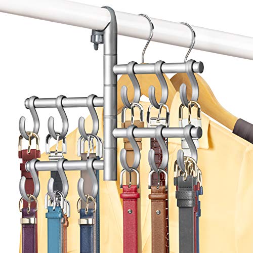 Lynk Hanging Pivoting Belt Rack Tie, Closet Organizer-Platinum