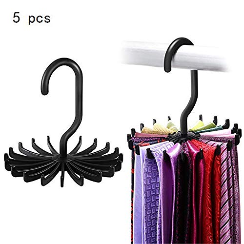 Zhao Xiemao 5 Pcs Updated Twirl Tie Rack Belt Hanger Holder Hook for Closet Organizer Storage. (Color : Black)