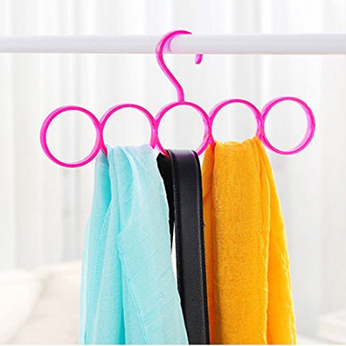 Raitron Hangers Closet Towel Drying Hook 5 Rings Scarf Organizer Hanger Multifunctional Hanger for Scarves Ties Belts Shawls