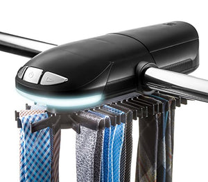 Sunbeam SB50 Tie Hanger Motorized Tie Rack with Built in LED Light Fits up to 50 Ties & Belts