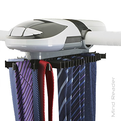 Mind Reader Automatic Motorized Revolving Tie and Belt Rack with Built in LED Light, Closet Organizer
