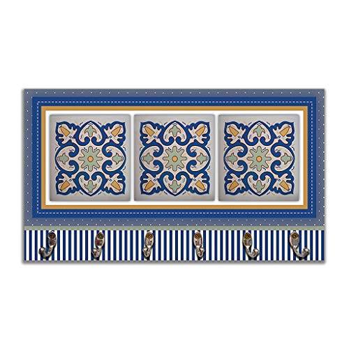 Formalivre Wall Rack Necklace Holder Key Holder Belt Holder Towel Holder - Blue Tiles