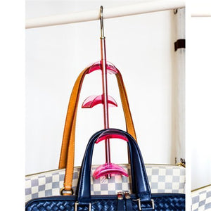 Stock Show 1Pcs 4 Hooks Rotateble Closet Accessories Handbags/Purse Hanger Storage, Blue/Green/Pink/Transparent
