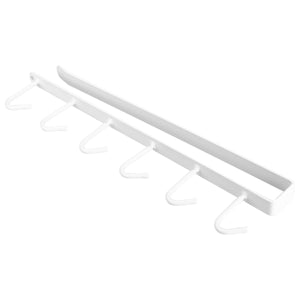 OUNONA 6 Hooks Under Shelf Cup Holder,Mutifunctional Kitchen Utensil Rack for Hanging(White)