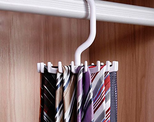 Rotating 20 Hooks Belt Neck Tie Holder Rack Hanger Organizer Space Saving