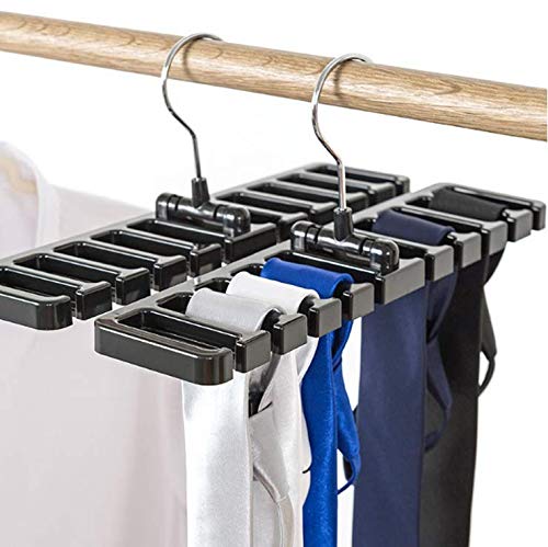Hoocozi 2Pcs Belt Organizer Rack Tie Hangers Closet Scarf Holder, Holds 20 Belts(Black)