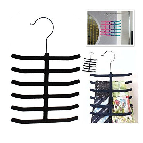 Whitelotous Non-slip Velvet Flocked Necktie Belt Scarves Hanger Closet Organizer