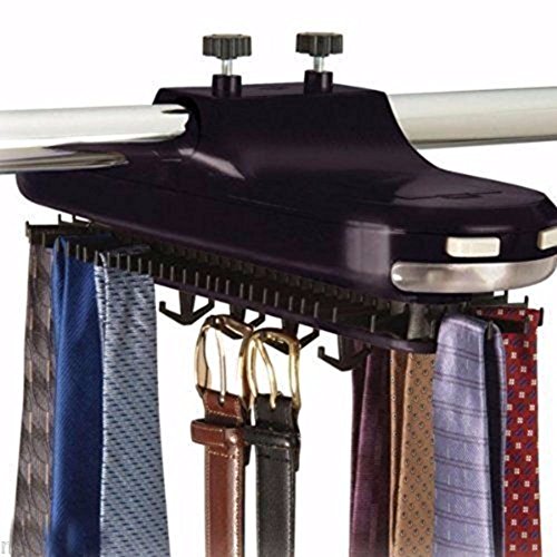 64 pic Hanger hang Organizer Tie Belt Necktie rotates Closet Mounted Rack Holder