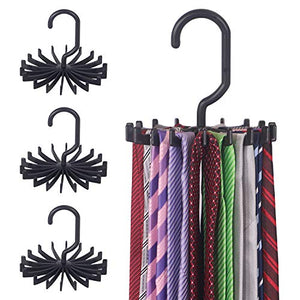DIOMMELL 4 Pack Tie Rack Hanger Holder Hooks Organizer for Mens, 360 Degree Rotating Tie Racks, Black