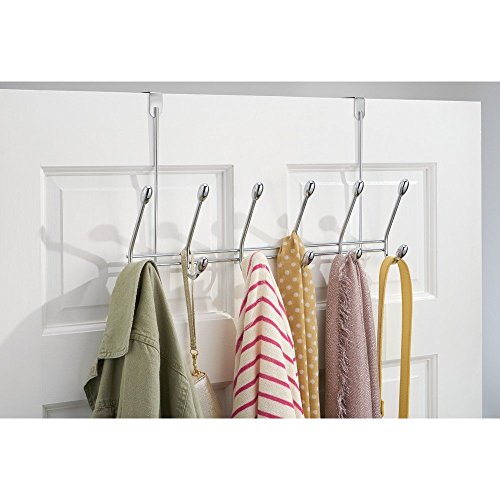 iDesign Orbinni Metal Over the Door 6-Hook Rack for Coats, Hats, Scarves, Towels, Robes, Jackets, Purses, Leashes, 2.13
