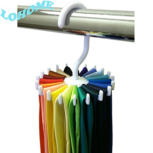 LOHOME (TM) Plastic Hook Type Storage Compact Necktie Hanger Adjustable Tie Holders Racks Portable 360 Degree Rotating Tie Racks Belts/Scarves Hanger Closet Organizer Storage