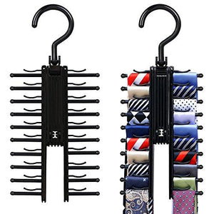 2 Pcs Cross X Hangers,Ipow Black Tie Belt Rack Organizer Hanger Non-Slip Clips Holder With 360 Degree Rotation,Securely Up To 20 Ties