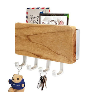 Segarty Key Holder, Decorative Wooden Key Chain Rack Hanger Wall Mounted with 4 Hooks, Multiple Mail and Key Holder Organizer for Door, Entryway, Hallway, Kitchen