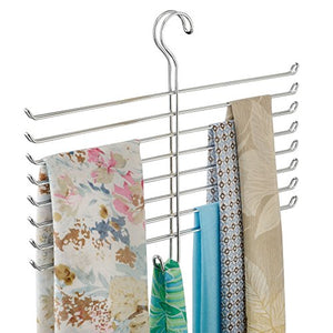 iDesign Classico Spine Scarf Closet Organizer Hanger, Hanging Storage Ideal for Bedrooms, Mudrooms, Dorm Rooms, No Hardware Required, 12.6" x 16" x .75", Chrome