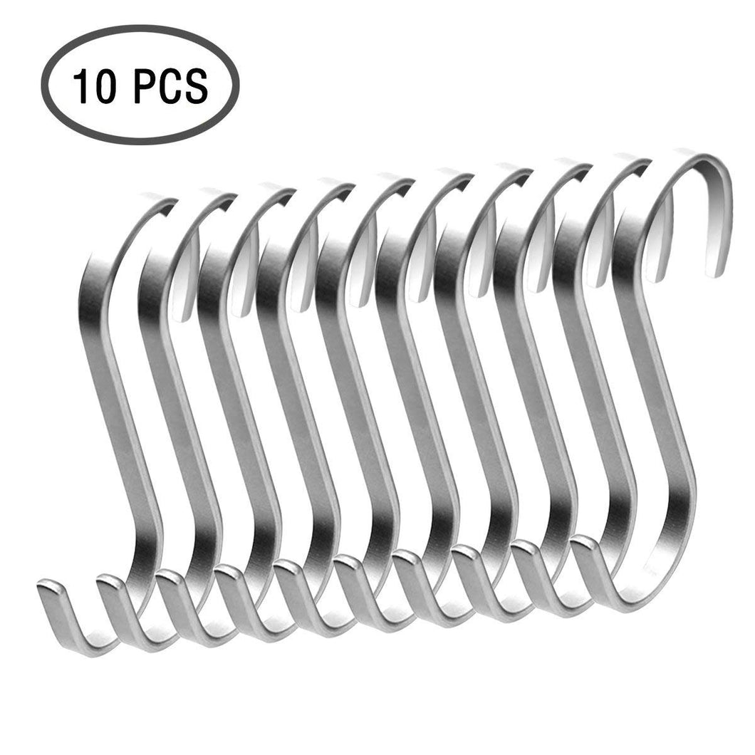 Premium Stainless Steel Metal S Hooks Kitchen Pot Pan Hanger Clothes Storage Rack Polished 10 Pcs/Pack 3 Inches Round by Freehawk, Size: L