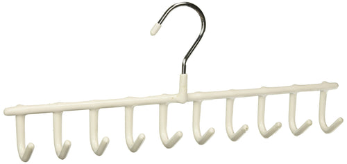 Organize It All 10 Hook  Metal Tie Belt Rack and Accessory Closet Hanger - White
