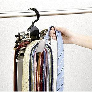 HOMEGIFT Tie Rack Hanger Belt Rack Tie Organizer Belt Organizer Necktie Cross Hanger Compact Closet Organizer with 11 Hooks by Holding 8 Belts and 30 Ties