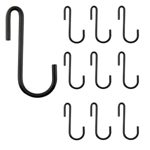 Wallniture 3.5 Inches S Shape Hanging Hooks for Kitchenware Pots Utensils Plants Towels Gardening Tools Clothes 10 Pack (Black)