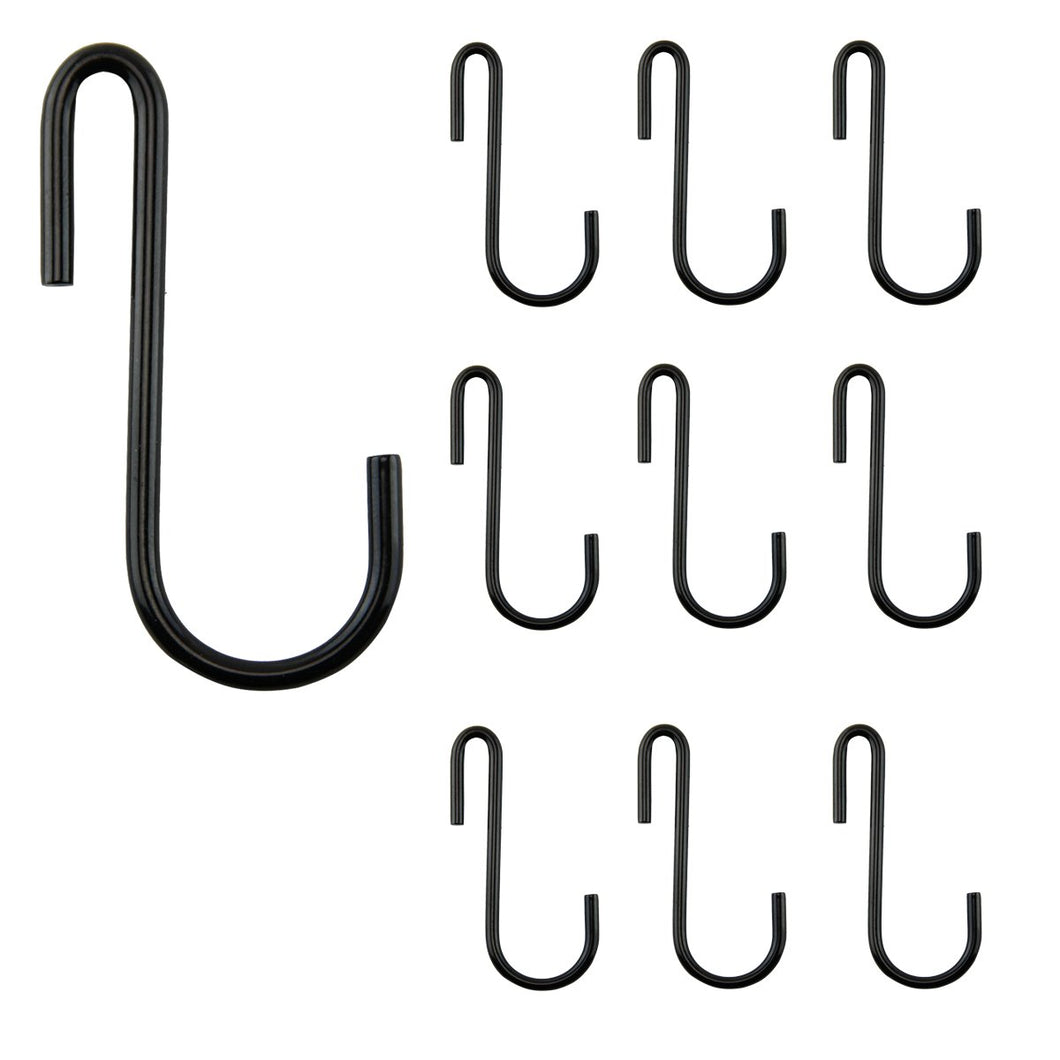 Wallniture 3.5 Inches S Shape Hanging Hooks for Kitchenware Pots Utensils Plants Towels Gardening Tools Clothes 10 Pack (Black)