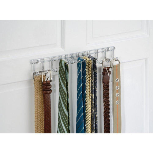 InterDesign Classico Wall Mount Closet Organizer Rack for Ties, Belts - Chrome