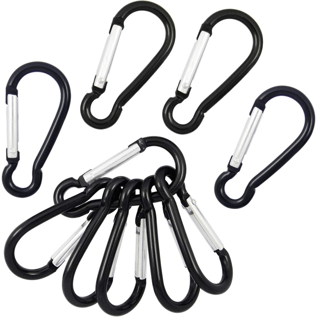 QY 10PCS 8 Shape 1.91 Inch Long Spring Snap Hook Rings Aluminum Alloy Keychain Clip Buckle With Keyring Classy Black Color