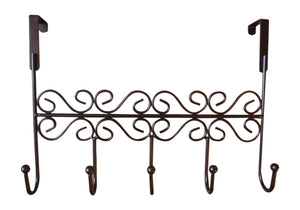 niceeshop(TM) Over the Door Iron 5 Hook Rack Hanger for Clothes Coat Hat Bags,Bronze