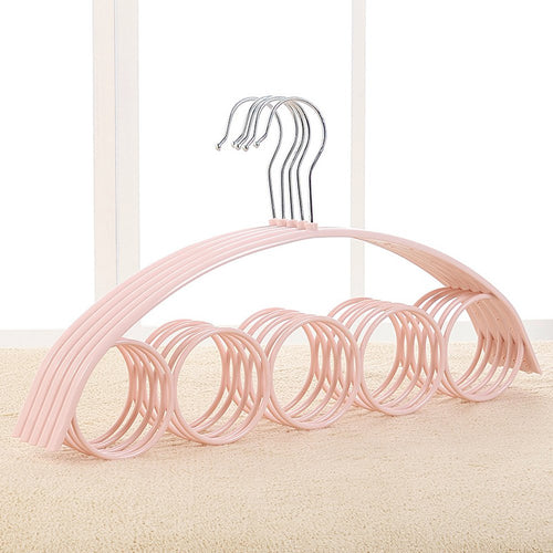 LVOERTUIG Closet Organizer Scarf Hanger, No Snag Storage for Scarves, Ties, Belts, Shawls, Pashminas Accessories 5 Loops(Pink)