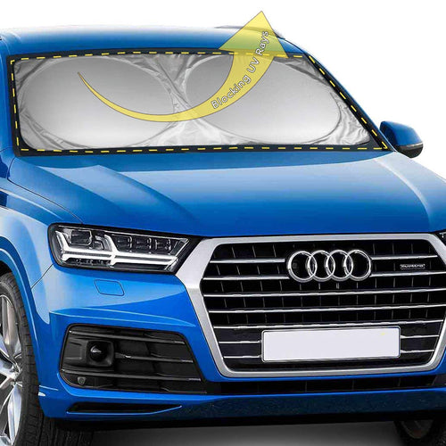 Car Sun Shade - Keeps Vehicle Cool - Windshield Sunshade - Block UV Rays - Free Gift Sunglass Holder Visor Clip