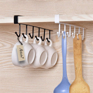 Alliebe 2pcs Mug Cups Wine Glasses Storage Hooks Kitchen Utensil Ties Belts and Scarf Hanging Hook Rack Holder Under Cabinet Closet Without Drilling